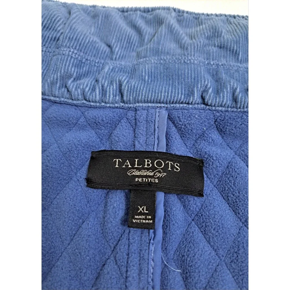 Talbots Blue Quilted Vest Size XL Petites Jacket Button - Picture 3 of 8